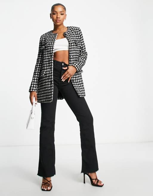 & Other Stories - Veste sans col motif pied-de-poule - Noir et blanc, 4 de 4