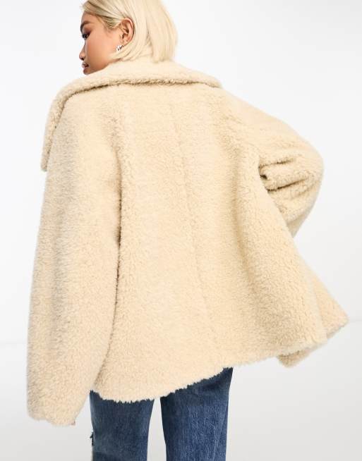& Other Stories - Veste texturée en fausse fourrure à double boutonnage - Beige, 4 de 4