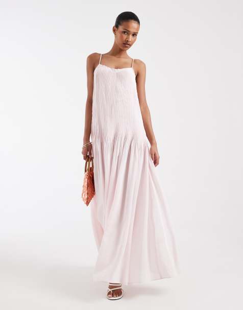 & Other Stories - Vestido largo rosa claro con cintura baja y falda plisada - view 1