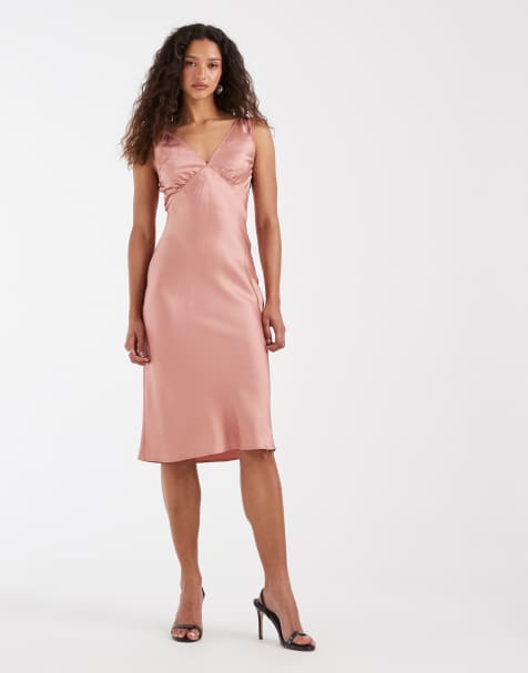 & Other Stories - Vestido midi naranja claro escotado - view 1