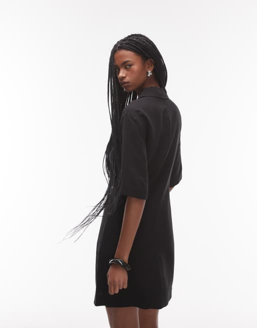 & Other Stories - Vestito camicia corto nero arricciato sul davanti, 3 di 4