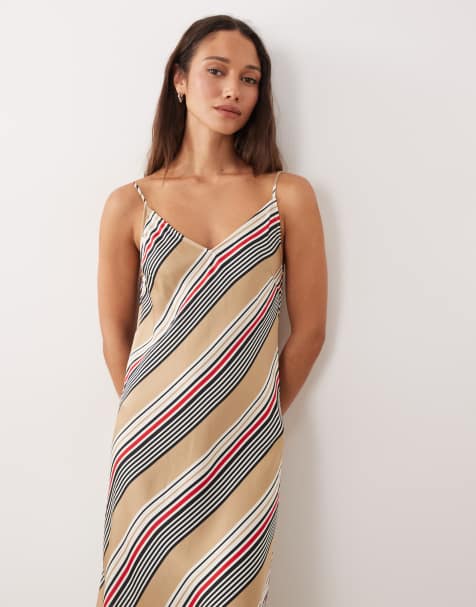 & Other Stories - Vestito con spalline sottili beige a righe - view 1