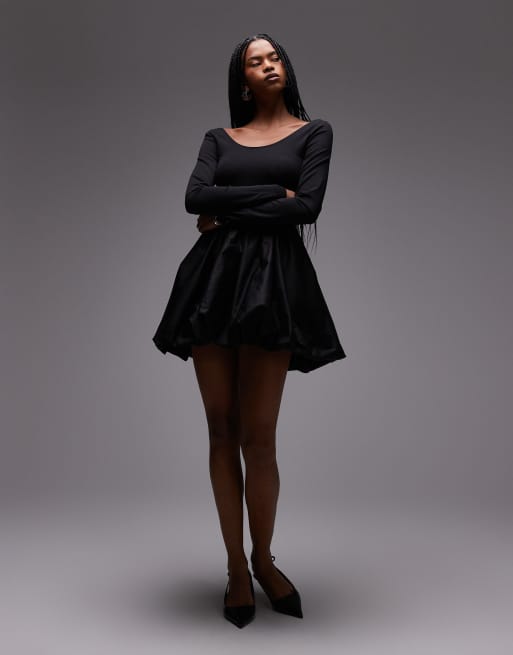 & Other Stories - Vestito corto a palloncino in misto jersey nero, 2 di 4