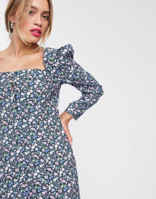 & Other Stories - Vestito corto con maniche a sbuffo a fiori vivaci multi, 3 di 4