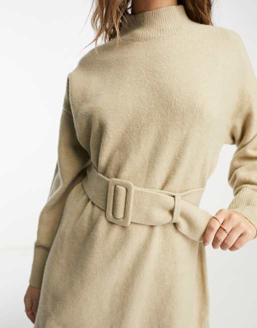 & Other Stories - Vestito corto in maglia beige con cintura, 3 di 4