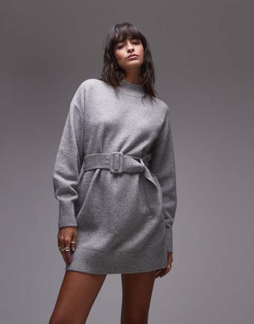 Other Stories Vestito corto in maglia grigio mélange con