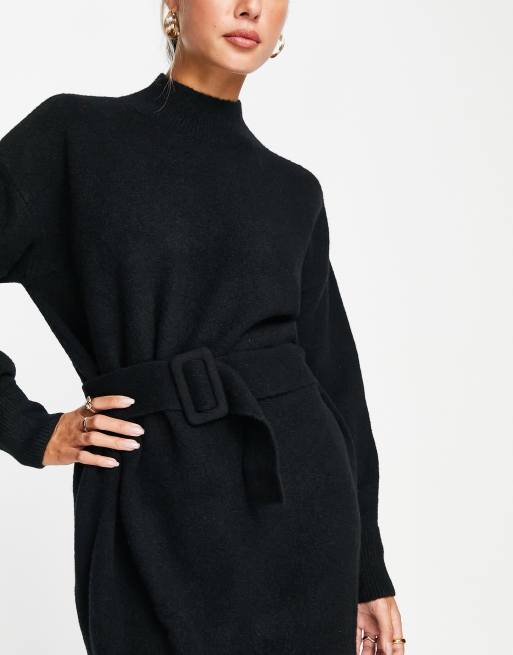 & Other Stories - Vestito corto in maglia nero con cintura, 4 di 4