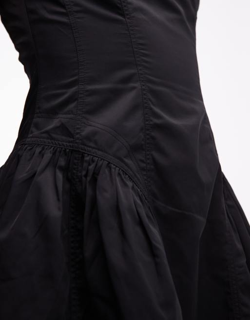 & Other Stories - Vestito corto in nylon nero con vita scesa stretta , 3 di 4