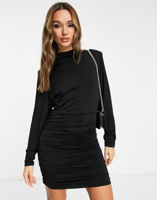 & Other Stories ruched detail mini dress in black - ASOS Price Checker