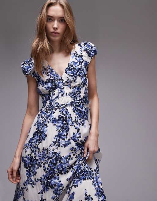 Fiori Azzurri Vestito Bianco A Fiori Blu Abito Bianco E Azzurro