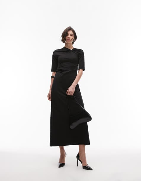 & Other Stories - Vestito lungo a maniche lunghe in jersey nero con nodo - view 1