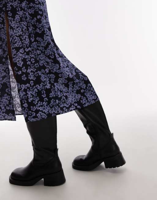 & Other Stories - Vestito midi a fiori astratti con spacchi laterali e maniche voluminose, 2 di 4