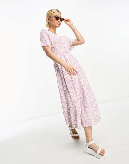Other Stories Vestito midi a fiori multicolore con maniche con