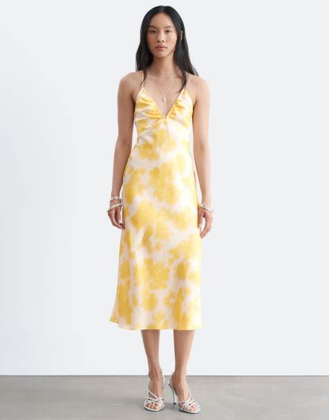 & Other Stories - Vestito midi allacciato al collo giallo a fiori - view 1