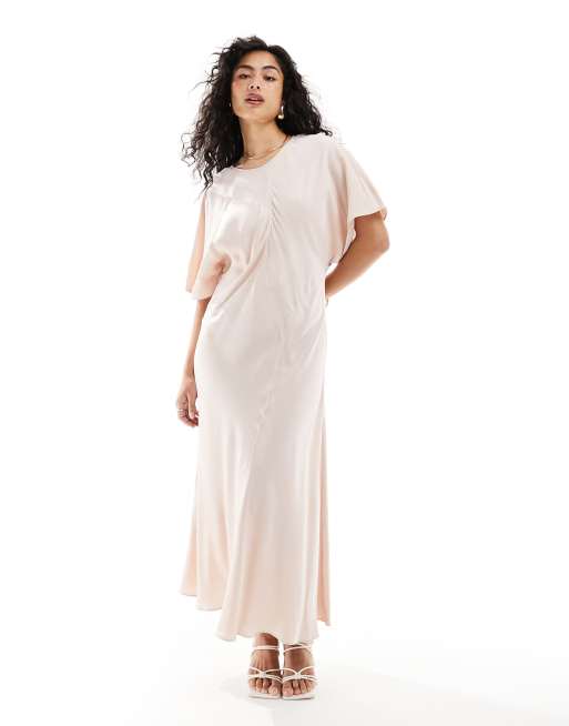 & Other Stories - Vestito midi con pannello con cuciture rosa tenue