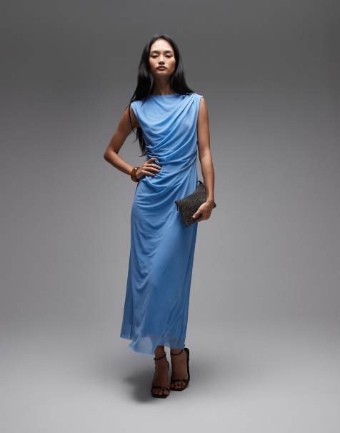 & Other Stories - Vestito midi drappeggiato blu acceso - view 1
