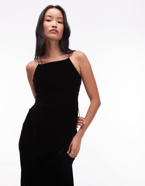 & Other Stories - Vestito midi nero in velluto e chiffon con spalline sottili - view 1