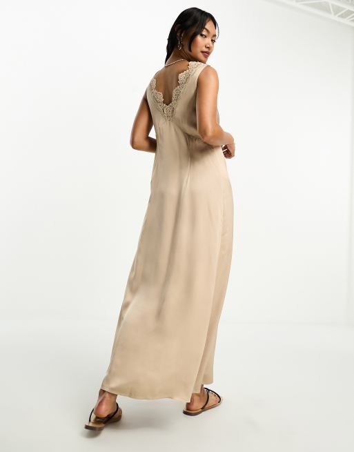 & Other Stories - Vestito sottoveste beige lungo con finiture in pizzo, 2 di 4