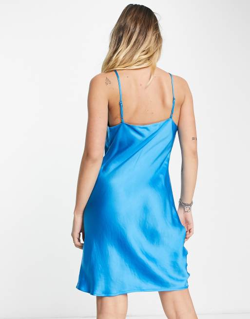& Other Stories - Vestito sottoveste corto in raso blu, 4 di 4