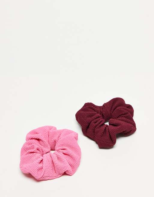 & Other Stories – Vinröd och rosa, stor hårsnodd med struktur, 2-pack