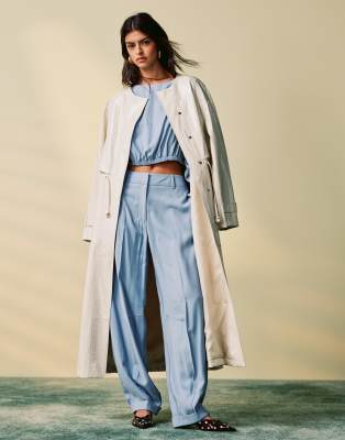 & Other Stories Vinyl Trench Coat With Drawstring Waist In White