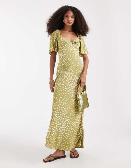 green polka dot dress other stories Green Bright Yard Maxi Dress – FARM Rio main image 1