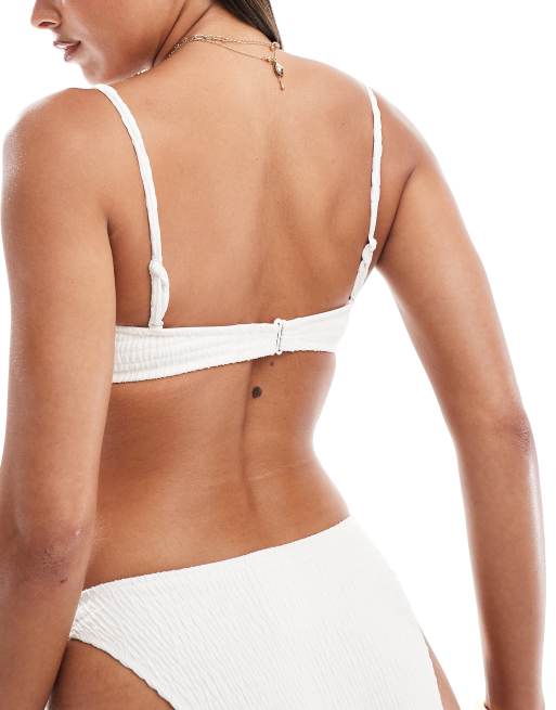& Other Stories – Vit, texturerad bikiniöverdel i bandeaustil med ringdetalj, 2 av 4