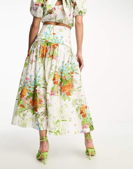 Tropical floral shop maxi skirt