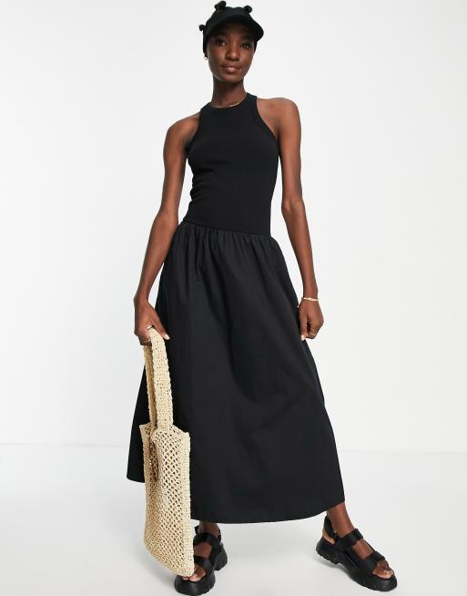 & Other Stories volume skirt maxi dress in black