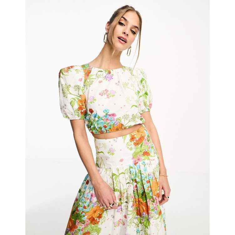 & Other Stories volume sleeve blouse in tropical floral