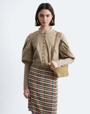 & Other Stories Volume Sleeve Shirt With Button Detailing In Neutral