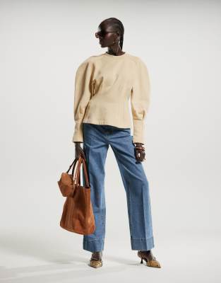 & Other Stories Volume Sleeve Sweatshirt With Corset Detail In Yellow