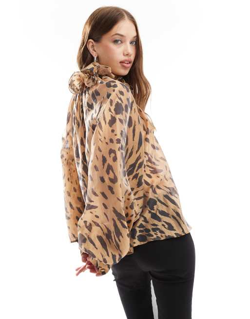 & Other Stories - Volumineuze blouse in luipaardprint met strikhals, 4 van 4