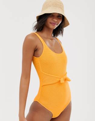 bright orange one piece swimsuit