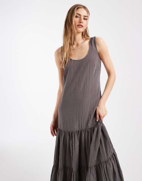 & Other Stories – Warstwowa nylonowa sukienka maxi w kolorze brązowym - view 1