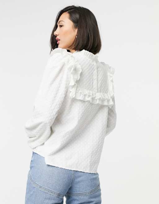 Other Stories Weisse Bluse Mit Spitze Und Stickerei Asos