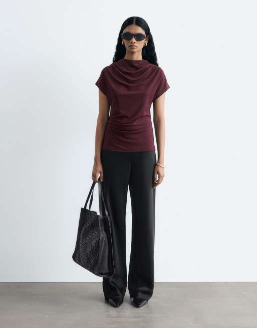 & Other Stories weit geschnittene Satinhose in Schwarz, 2 von 4