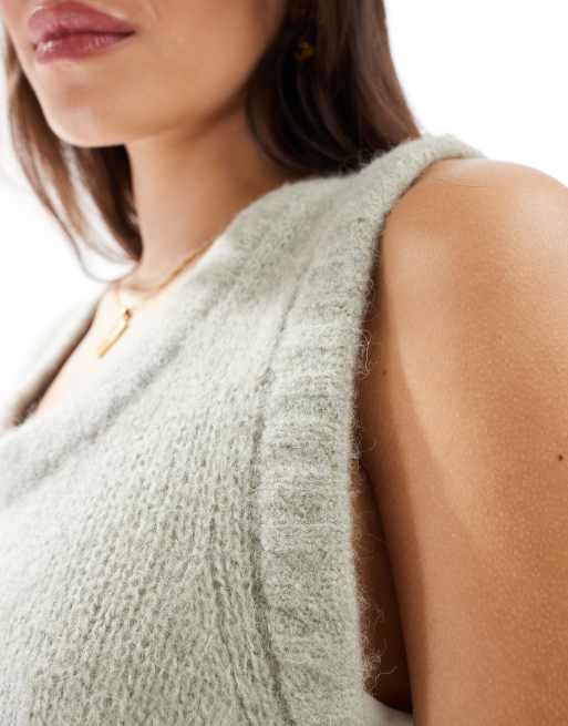 & Other Stories – Weitmaschiges Grobstrick-Tanktop aus Alpakawoll-Mix in hellem Khaki , 3 von 4