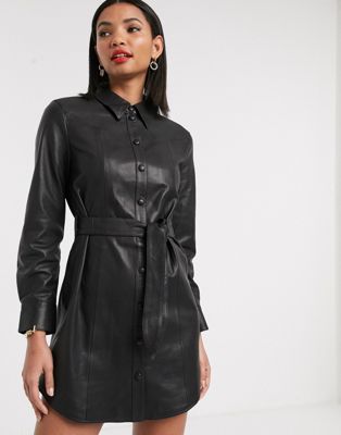 Black Leather Shirt Dress Top Sellers, 55% OFF | www 