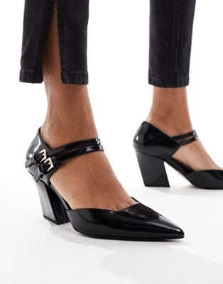 & Other Stories western heeled pointed pumps in black