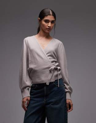 & Other Stories - Wickel-Strickjacke aus reiner Wolle in Maulwurfbraun-Neutral