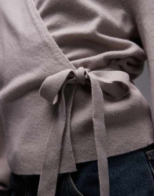 & Other Stories – Wickel-Strickjacke aus reiner Wolle in Maulwurfbraun, 4 von 4