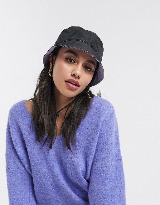 & Other Stories short brim bucket hat in black and lilac
