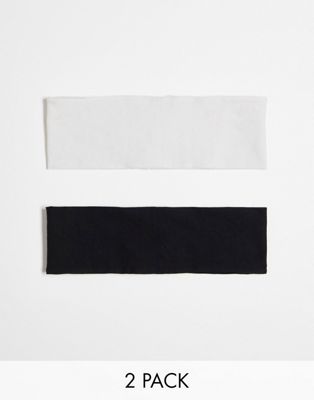 & Other Stories wide headband 2 pack in black and beige