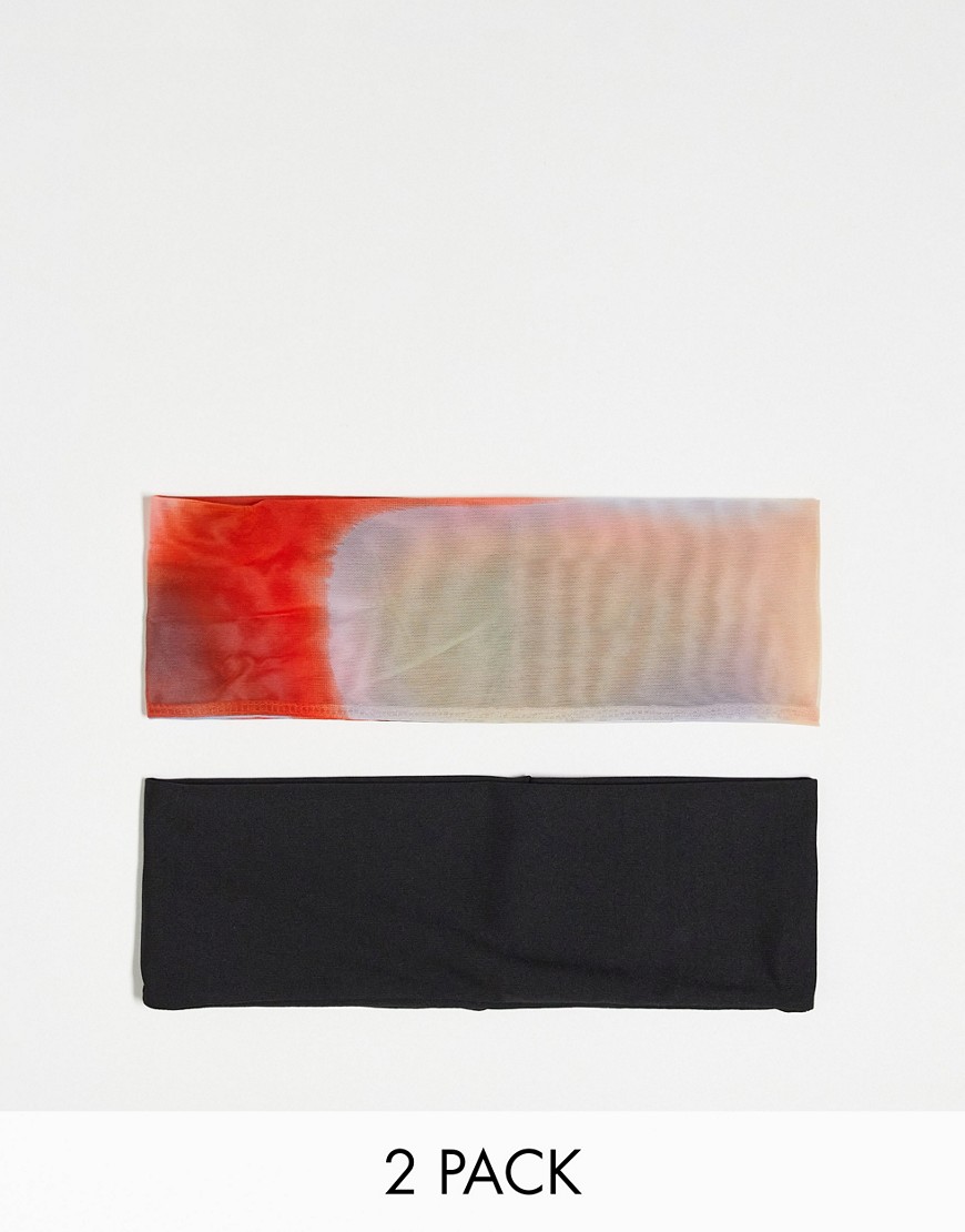 & & Other Stories wide headband 2 pack in black and pixel print-Multi