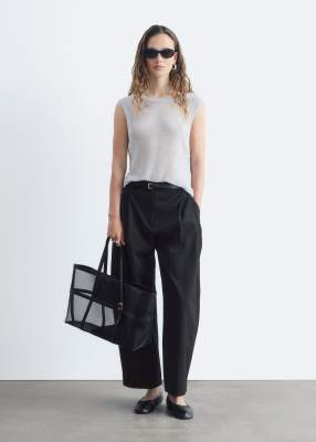 & Other Stories Wide Leg Balloon Shape Pants With Front Pleats In Black