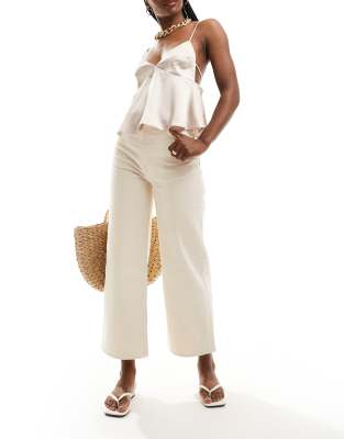 & Other Stories wide leg cropped jeans in natural-White