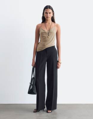 & Other Stories Wide Leg Front Seam Pants In Brown