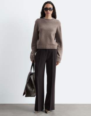 & Other Stories Wide Leg Front Seam Pants In Brown