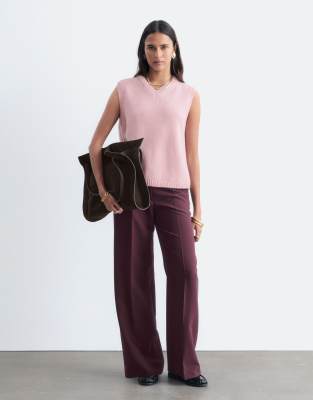 & Other Stories Wide Leg Front Seam Pants In Pink